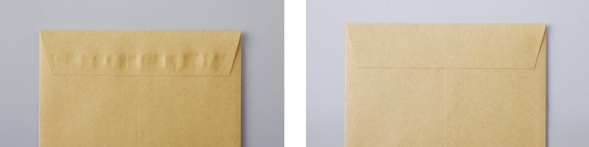 （左）従来の液体のり（右）「シワなくキレイ」タイプ