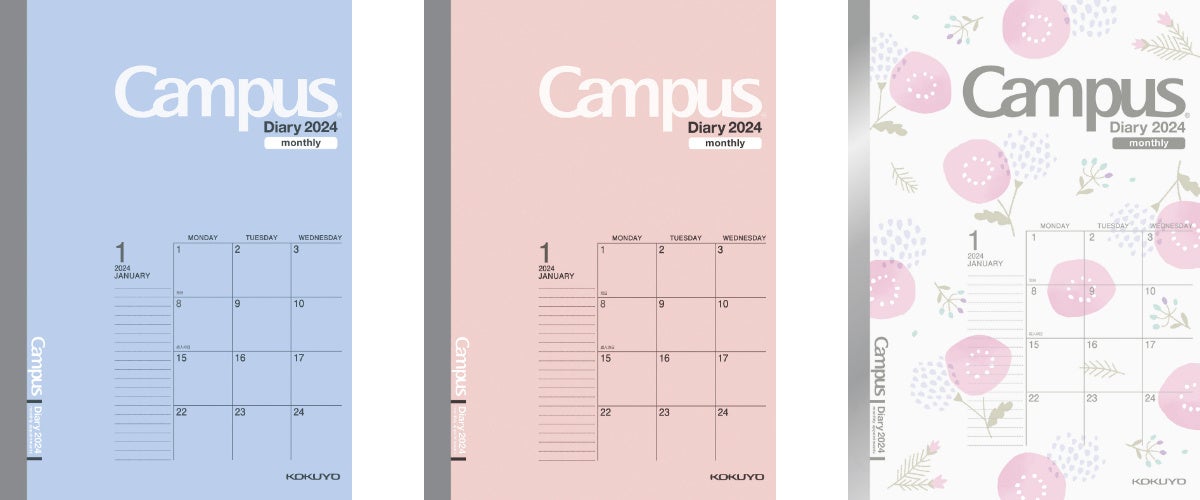 （左から）ブルー、ピンク、ナチュラルガーデン柄