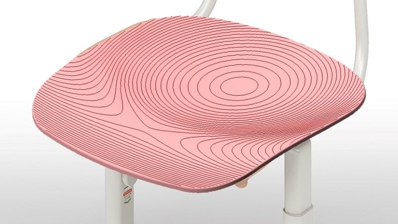 ※上画像には座面形状を等高線で表現しています。実際の商品に線はありません。