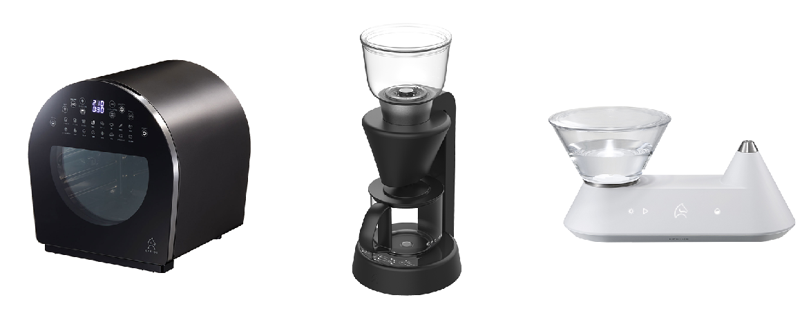 （左から）：　「ノンフライオーブン」　「コーヒーメーカー」　「加湿器」