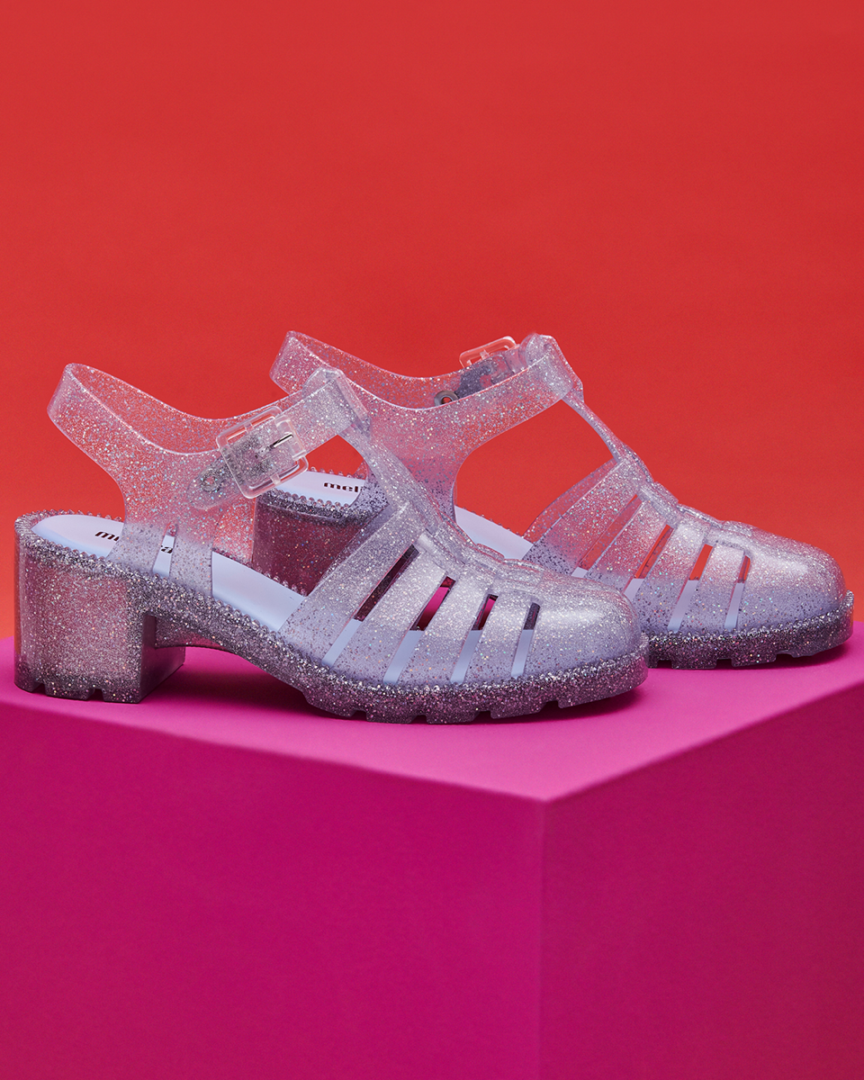 MELISSA ID HEEL ¥13,200 (税込)  ベージュ、ブラック、グリッタークリア、ブルー、ピンク サイズ展開 EU35／36、EU37、EU38、EU39