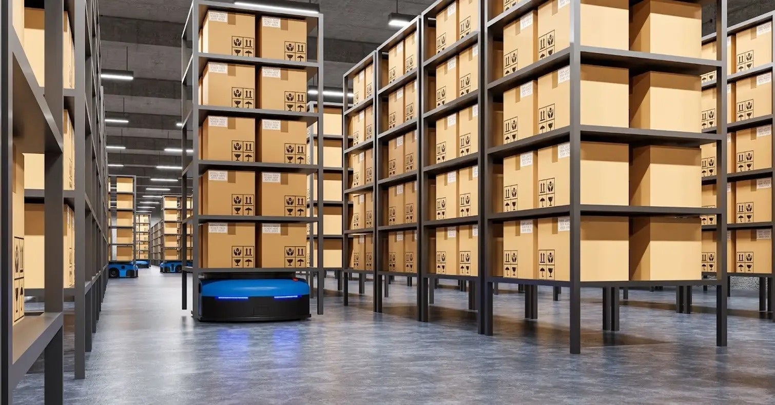 棚ごと運ぶAGVの例