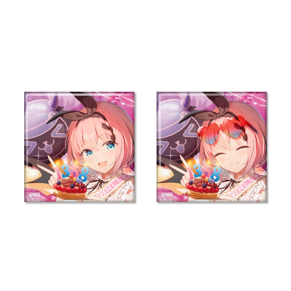 VEE:音門るき バースデーグッズ(スクエア缶バッジ)