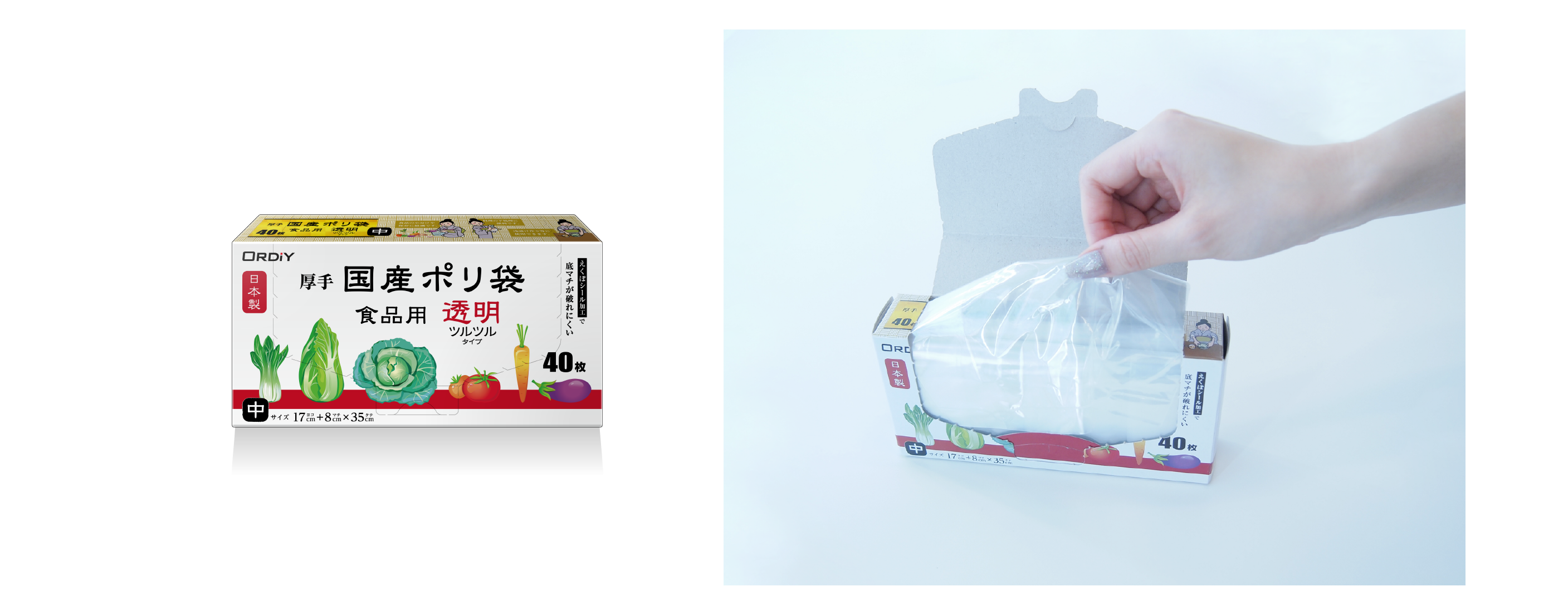 （まとめ）オルディ 国産ポリ袋マチ付 食品用 40枚（×100セット）