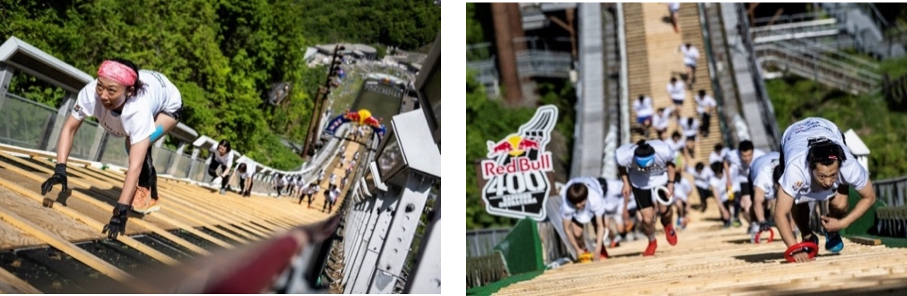 駆け上がっている様子