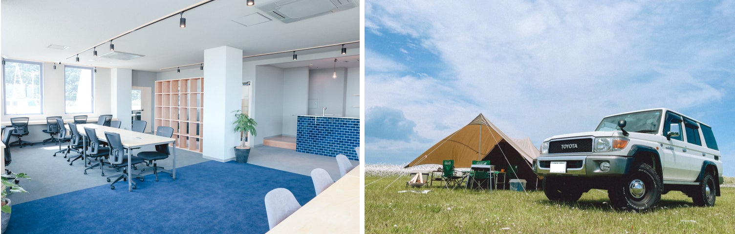 左 umi kaze base・右 RECAMP御前崎(マリンパーク御前崎キャンプ場)