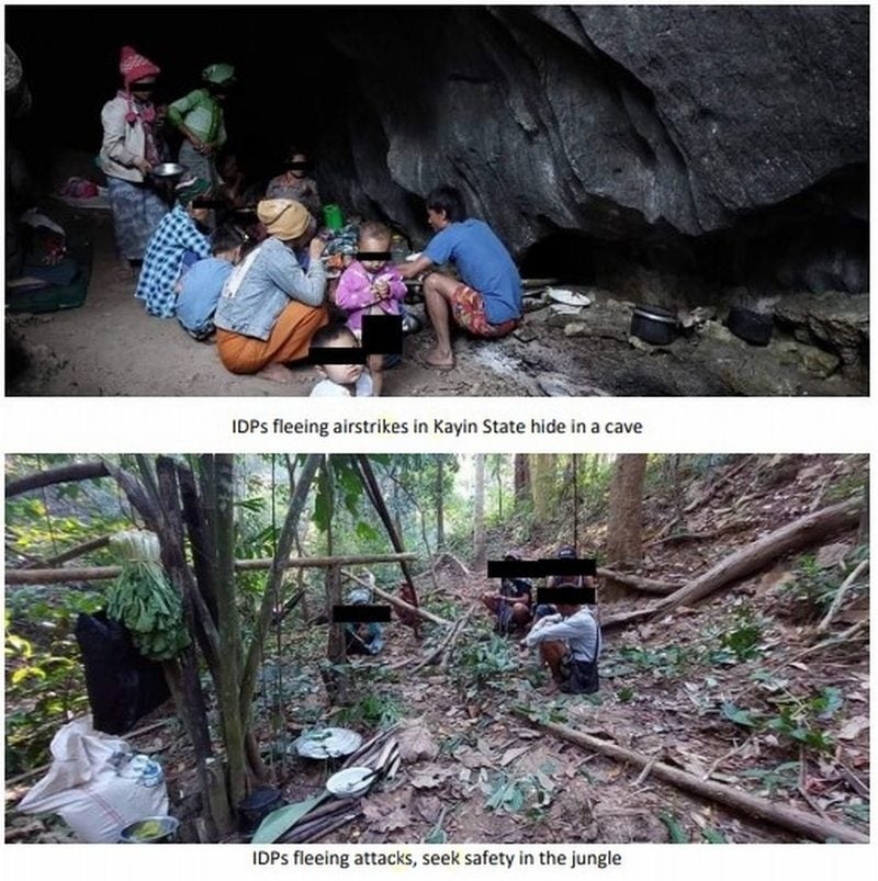 戦火を逃れ、洞窟やジャングルの中に身を潜める避難民の方々（撮影：2022年2月、カレン州）