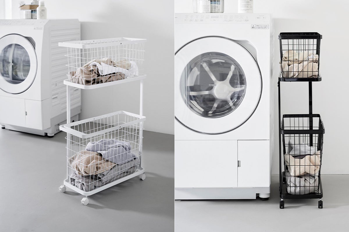 tower ランドリーワゴンセット 山崎実業 towerシリーズの新商品】スリムなサイズになった
