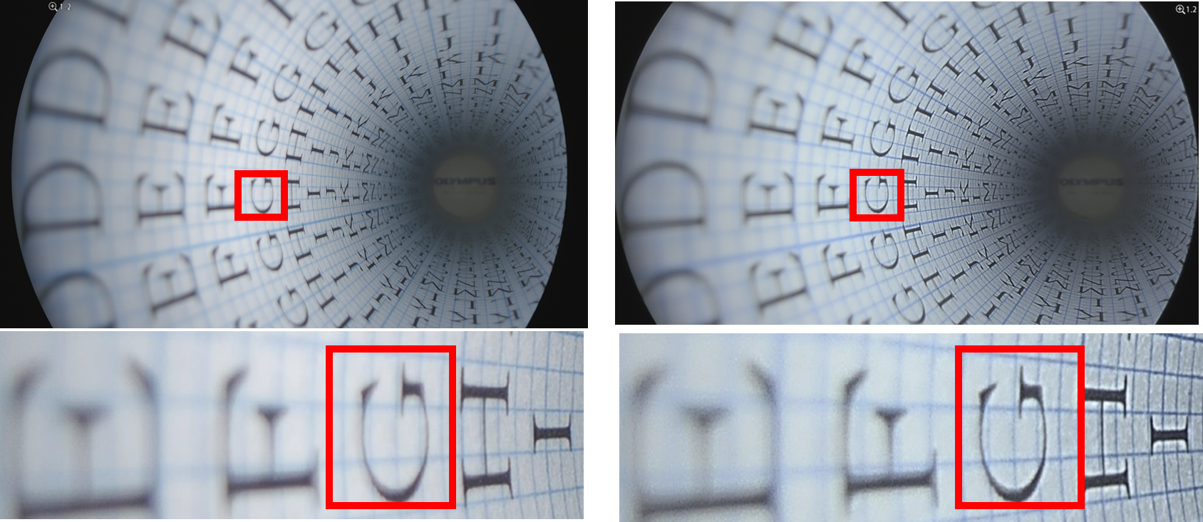 左：従来機種、右：VISERA ELITE Ⅲ（EDOF機能あり）