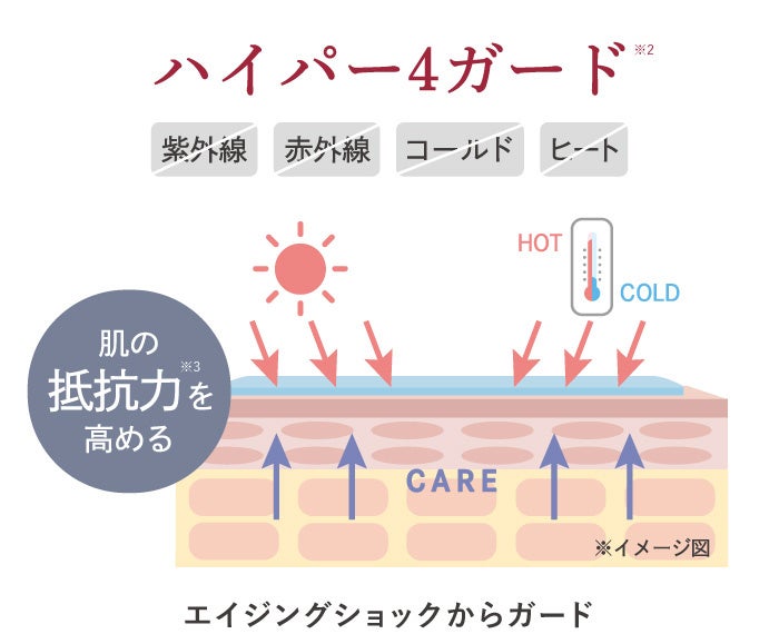 ※1 乾燥などの外的刺激 ※2 アルテミアエキス(ダメージ保護成分) ※3 保護する力