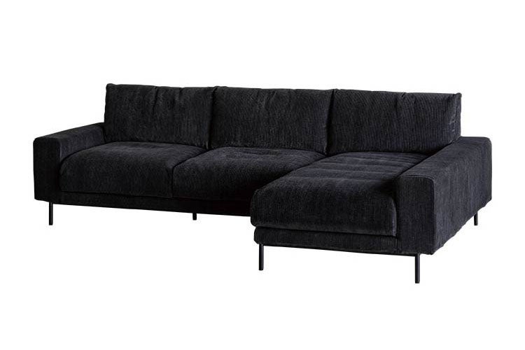 プルートソファ左カウチ コーデュロイ ブラック