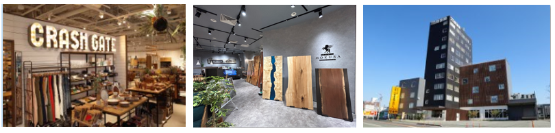 左から「CRASH GATE」「ATELIER MOKUBA」「関家具大川本店」
