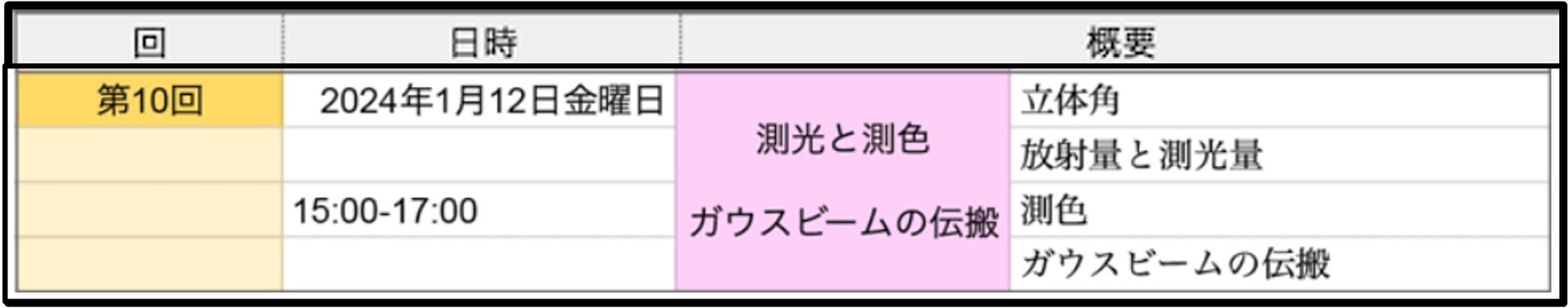 スケジュール