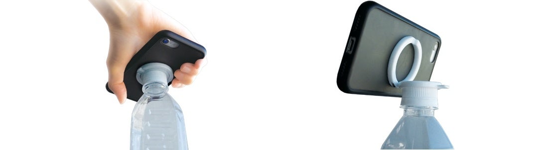 スマートフォンに貼り付けることから、場所を選ばず、いつでもどこでも軽い力でキャップを開けることが可能となります