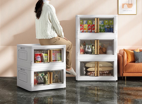 開き方2通り!前と上から開けられる折りたたみ式収納ボックス「Yunobox 開き方2通り!前と上から開けられる折りたたみ式収納ボックス「Yunobox