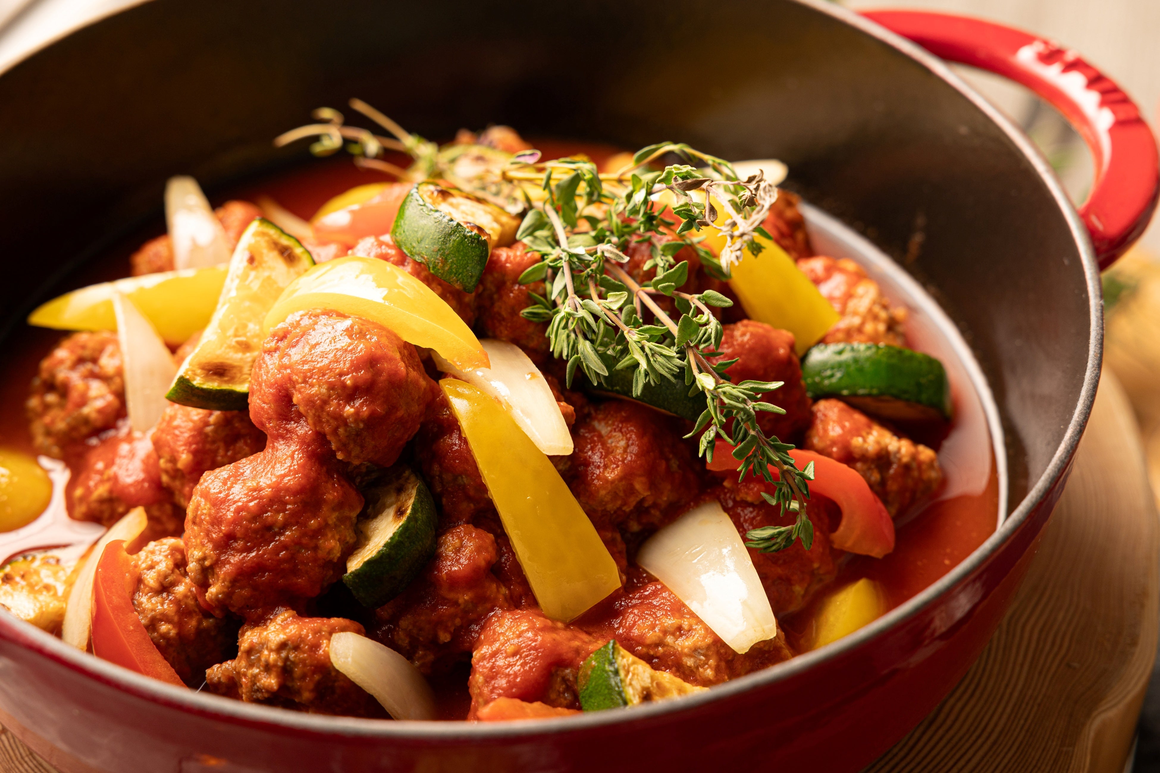 夏野菜とボルペッティ(イタリアンミートボール)