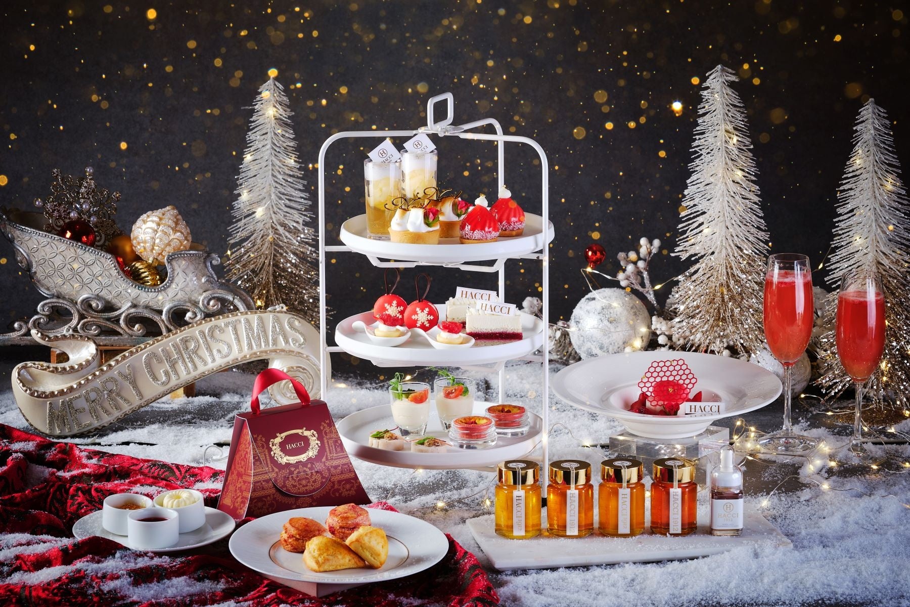【全国5都市で限定販売】はちみつビューティーブランド「HACCI(ハッチ)」とコラボレーションしたはちみつを贅沢に味わえる、あまく、こころ暖まる『HONEY CHRISTMAS アフタヌーンティー』