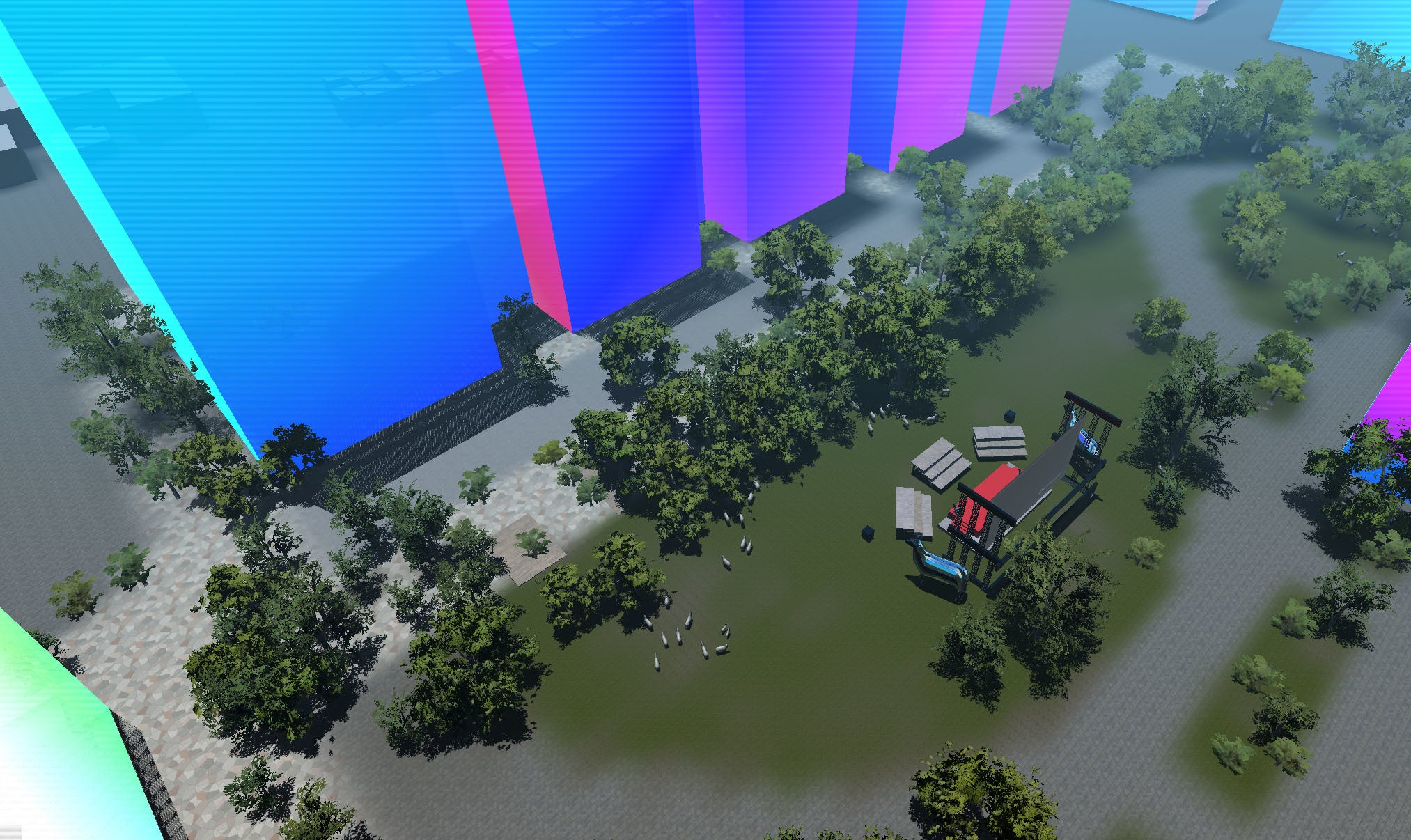 制作途中ながら再現された中野セントラルパーク