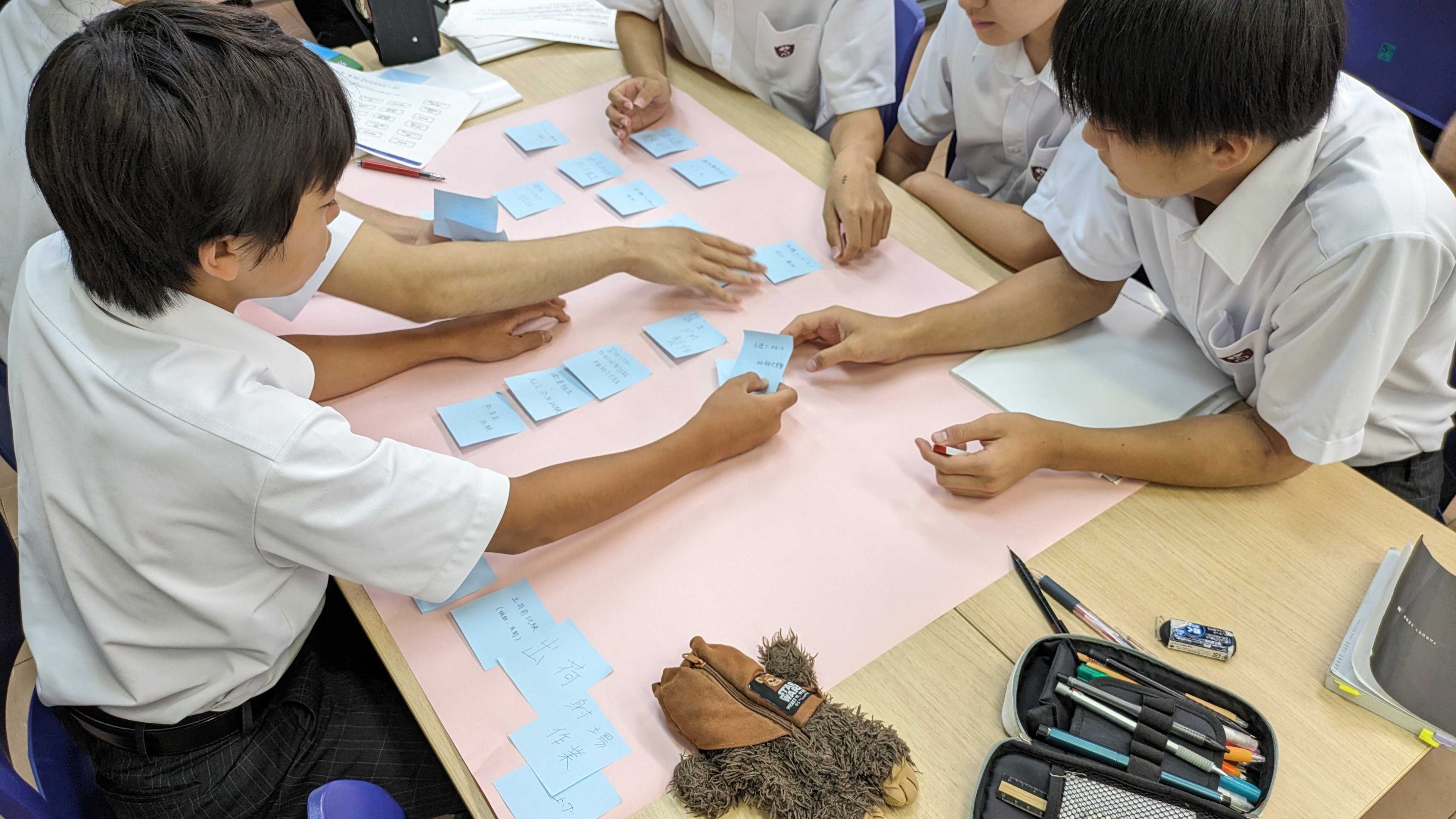 第2回の講義では衛星の作り方の順番を班単位で考えてもらうワークショップを開催しました。