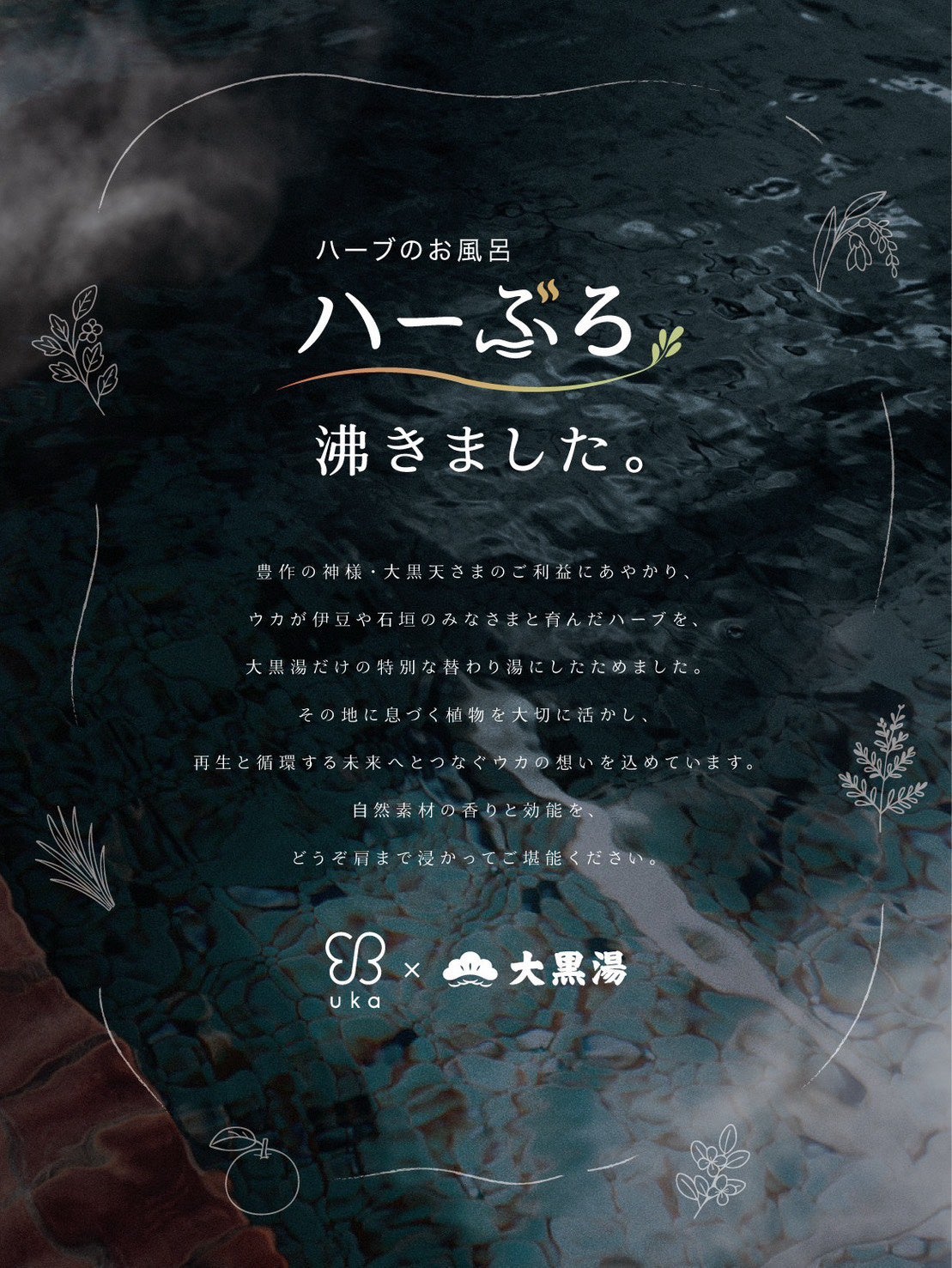 ウカ × 大黒湯 コラボレーション企画ukaの”ハーぶろ”スタート！伊豆・石垣の原料を使った体験型替わり湯を中目黒の大黒湯で