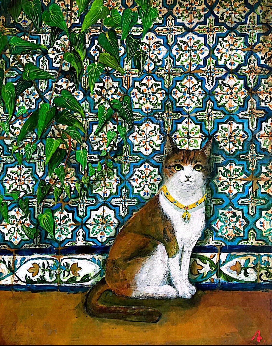 ©️しばたあきこ「Elgato y azulejos.」