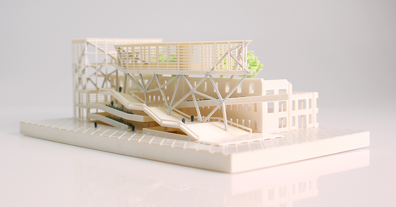 WSS 150 で造形された建築モデル（サポート除去後）