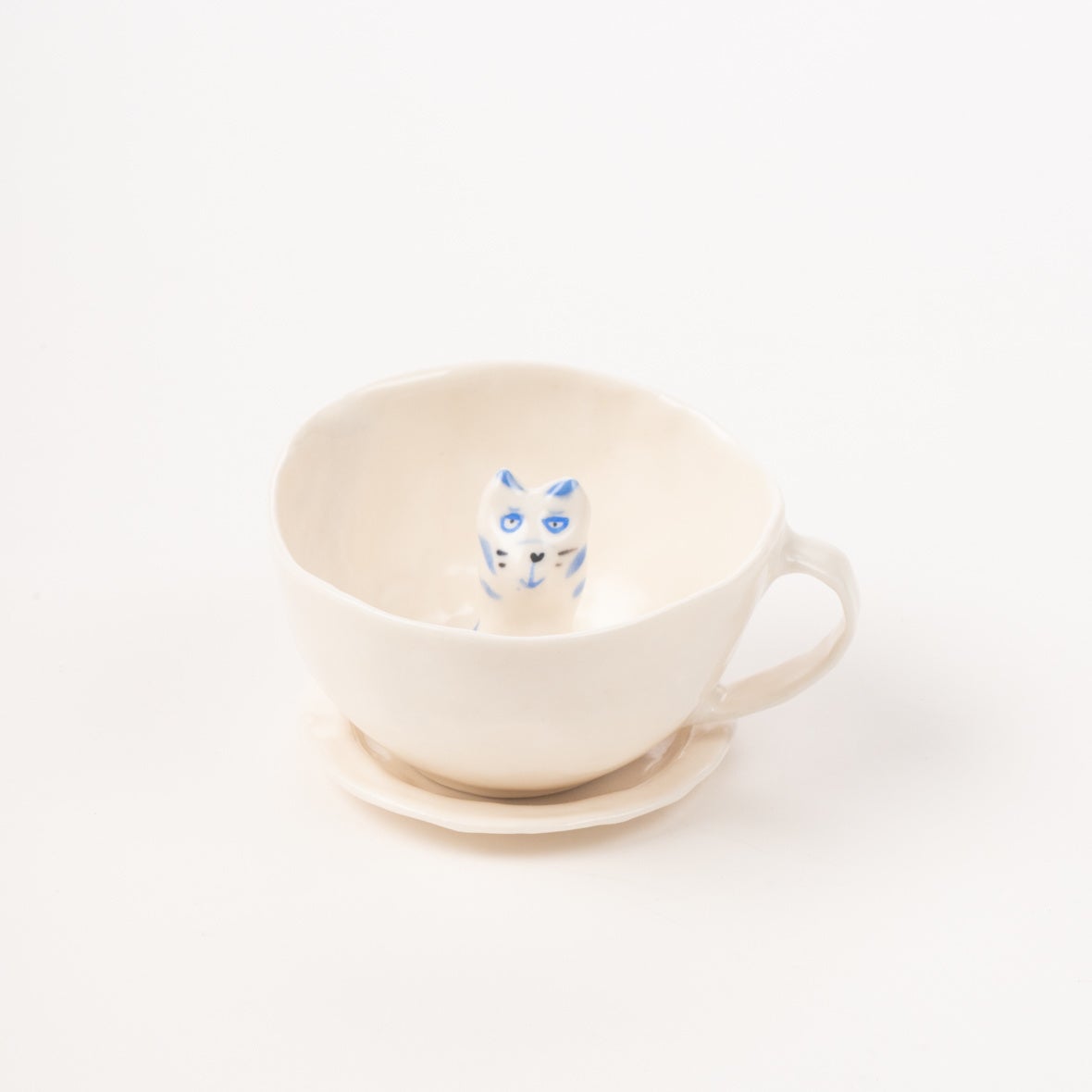 青い猫のカップ！】北欧スウェーデン出身の陶芸家、エレオノール