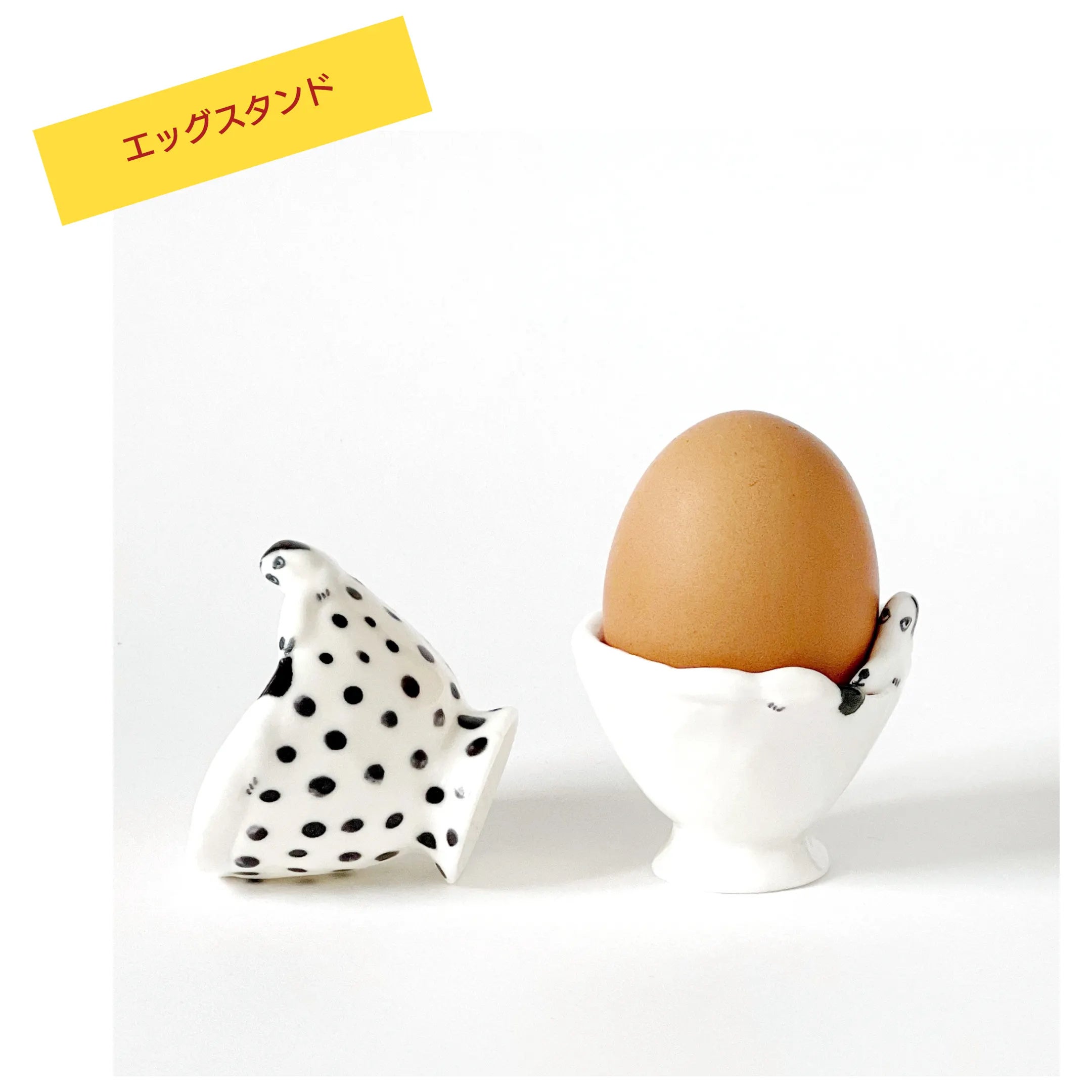 エッグスタンド（左）ドット（右）ホワイト