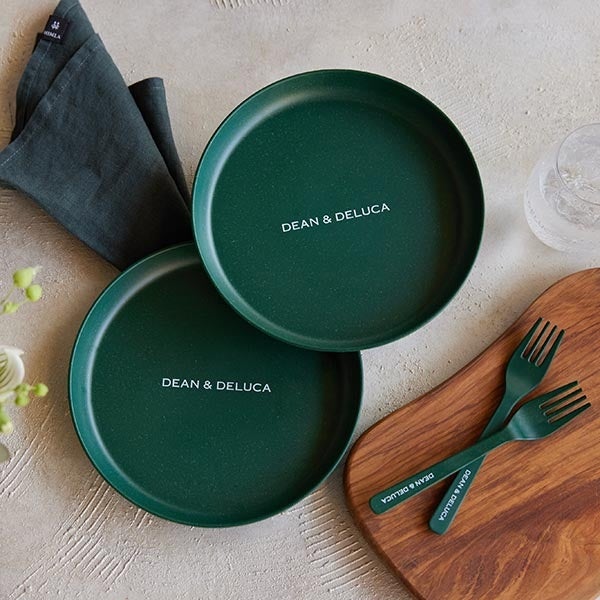 『ＧＬＯＷ』2022年8月号特別号付録 DEAN & DELUCA バンブー食器 プレート＋フォーク＜グリーン＞2組4点セット