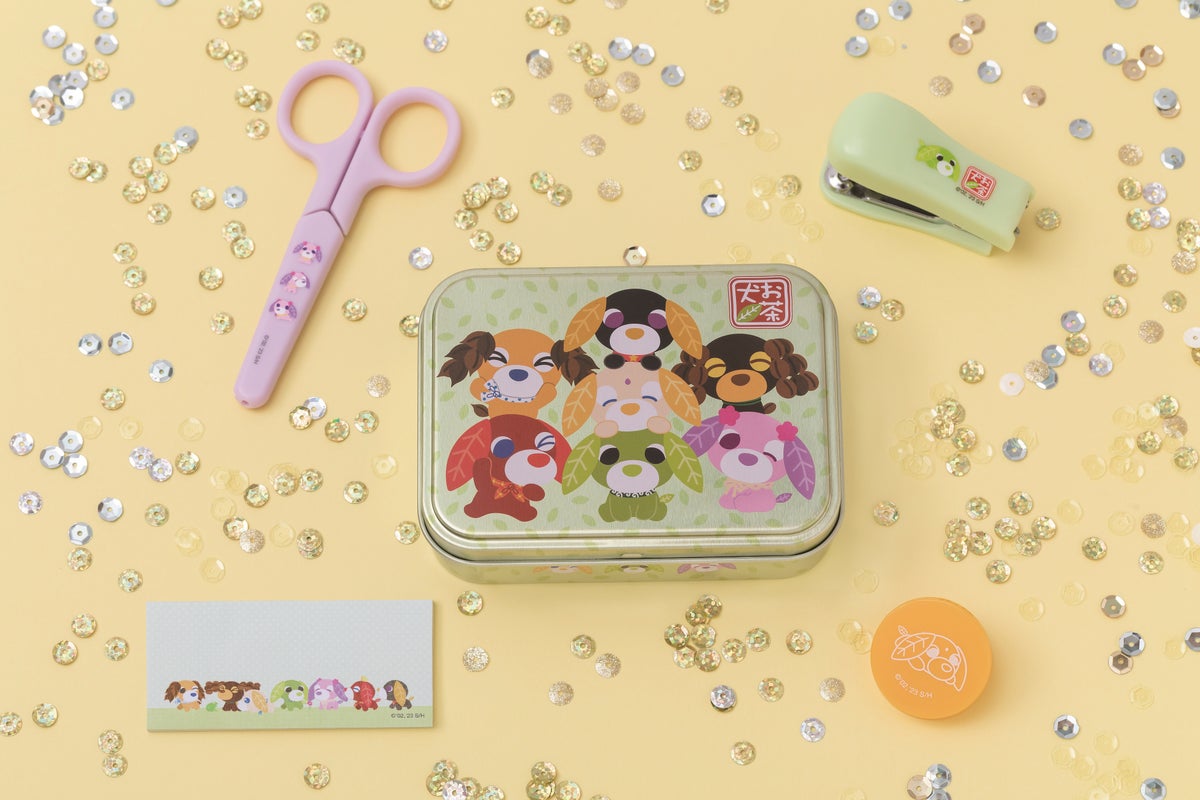 平成の癒し系「お茶犬」がきらきら缶ケースとミニ文具に!『お茶犬 文具缶BOOK』10月26日発売