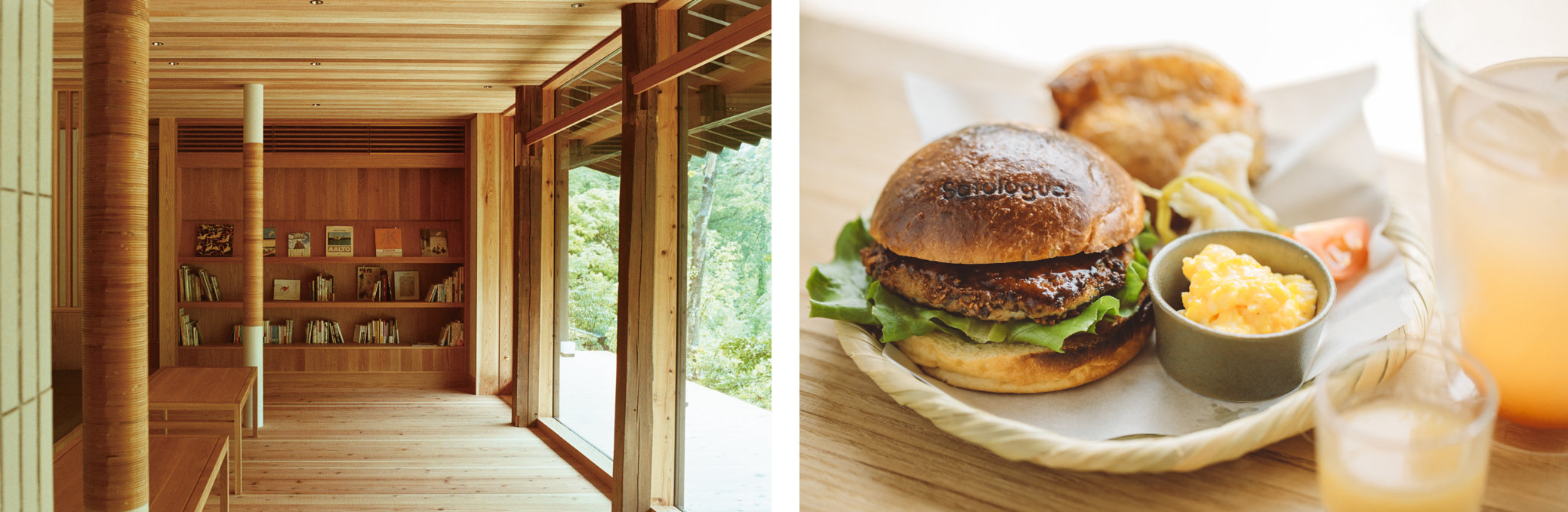 1Fラウンジ　　　　　　　　　　　　　　　　　　　　　　　サウナ飯：ヤマメ照り焼きバーガー