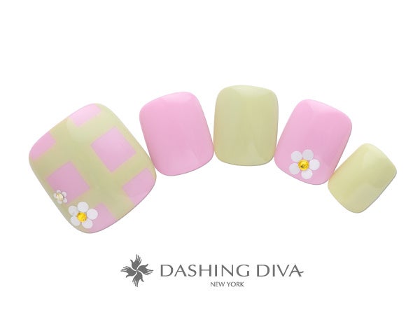 ホロ花がキュートなチャームグリーンチェックのフット