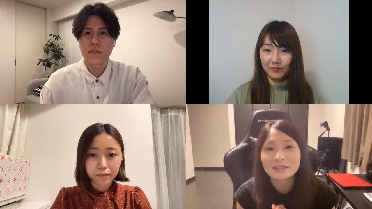 左上： 大滝昇平　右上：慶野英里名氏　左下：ちゃんあい　右下：MACHI