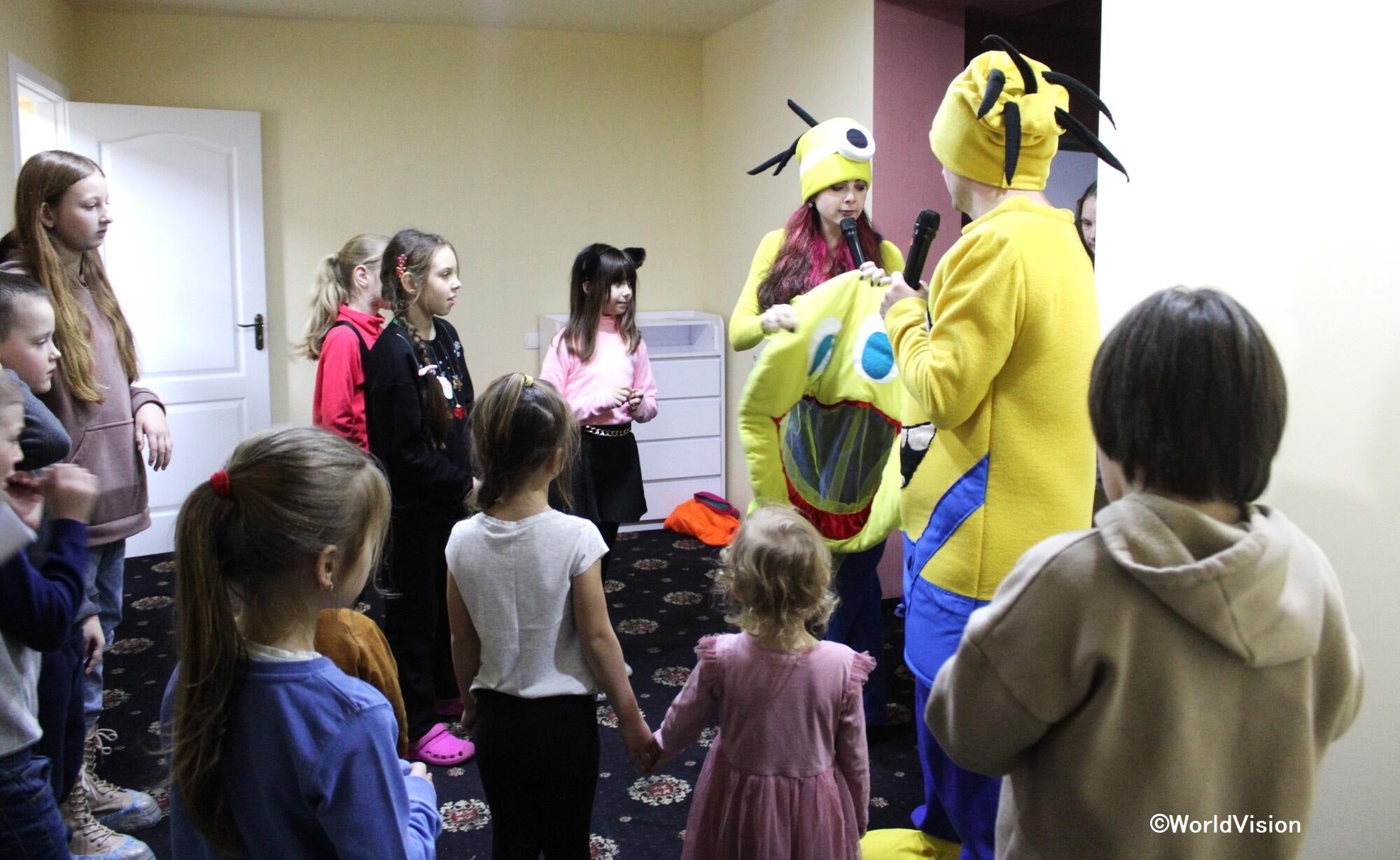 ウクライナ東部のドニプロの「チャイルド・フレンドリー・スペース」。紛争の影響に苦しむ子どもたちに、スキルと能力を伸ばすためのワークショップやスポーツの機会、また、心理社会的サポートを提供している