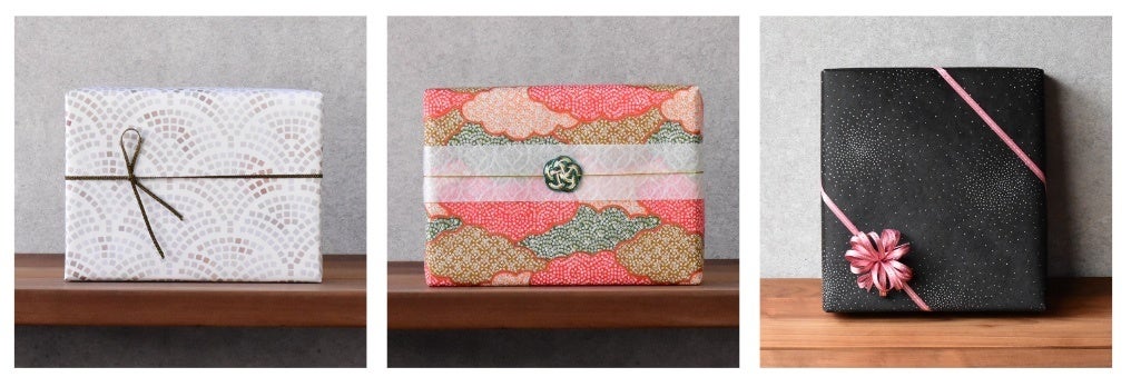 水引を用いた和風ラッピングとリボンのラッピングなど幅広いデザインを用意