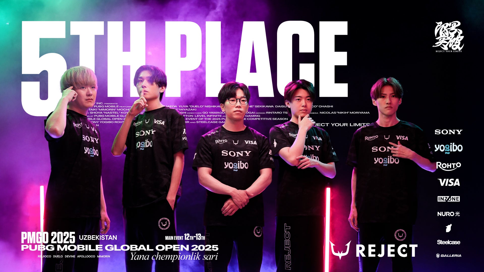 REJECT、PUBG MOBILE世界大会で5位!7400万円獲得! REJECT、PUBG MOBILE世界大会で5位!7400万円獲得!