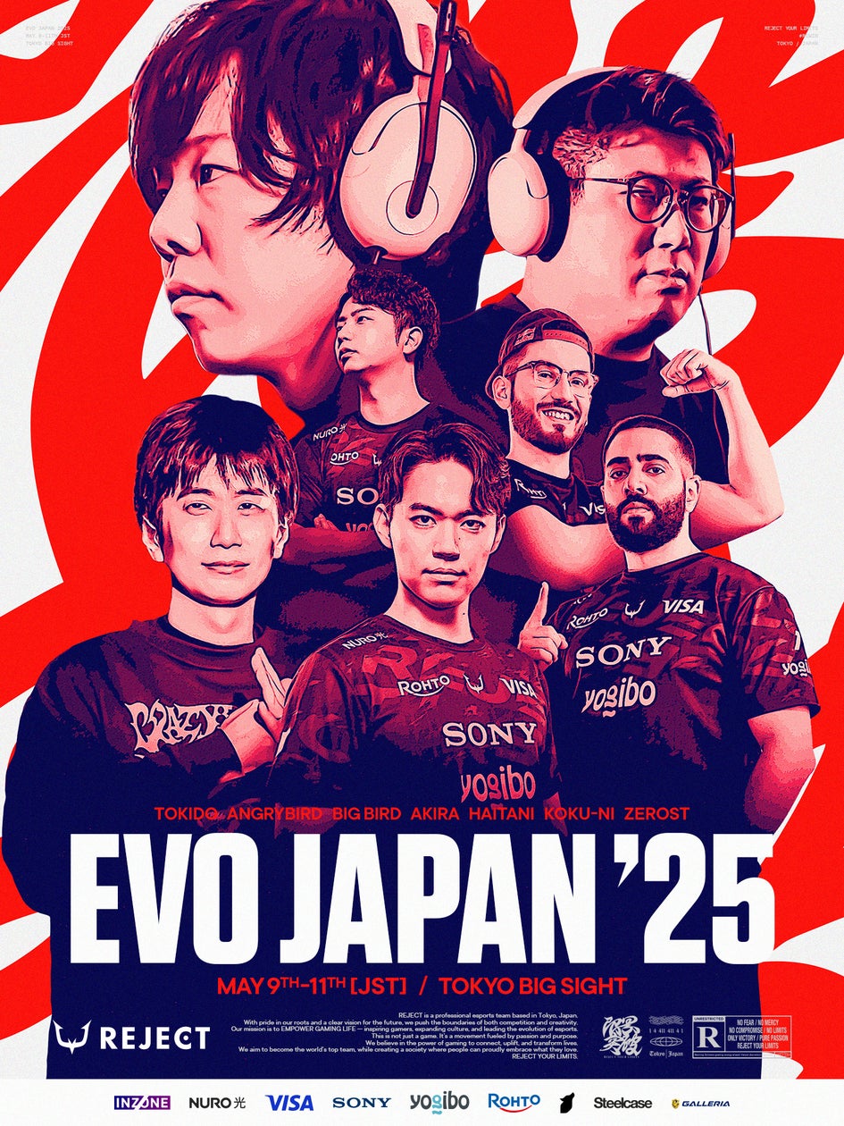REJECT選手14名!EVO Japan 2025に参戦決定! REJECT選手14名!EVO Japan 2025に参戦決定!