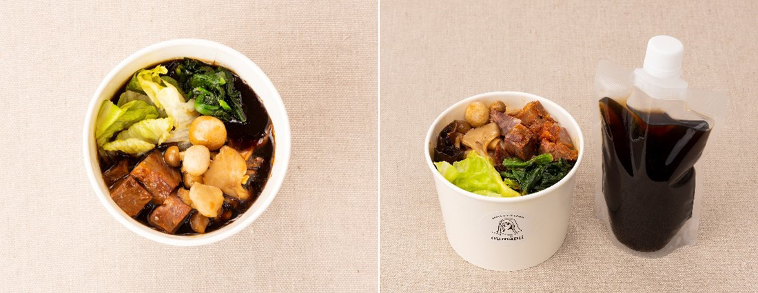 左：ランチスタイル　右：お持ち帰りに便利なおうちセット