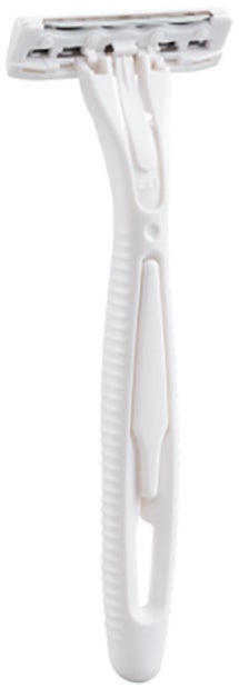 バイオマス素材と生分解添加物を再生プラスチックに付加したカミソリ