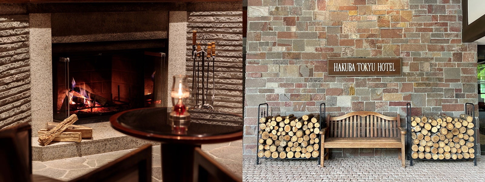 伐採木はホテルで薪として有効活用します