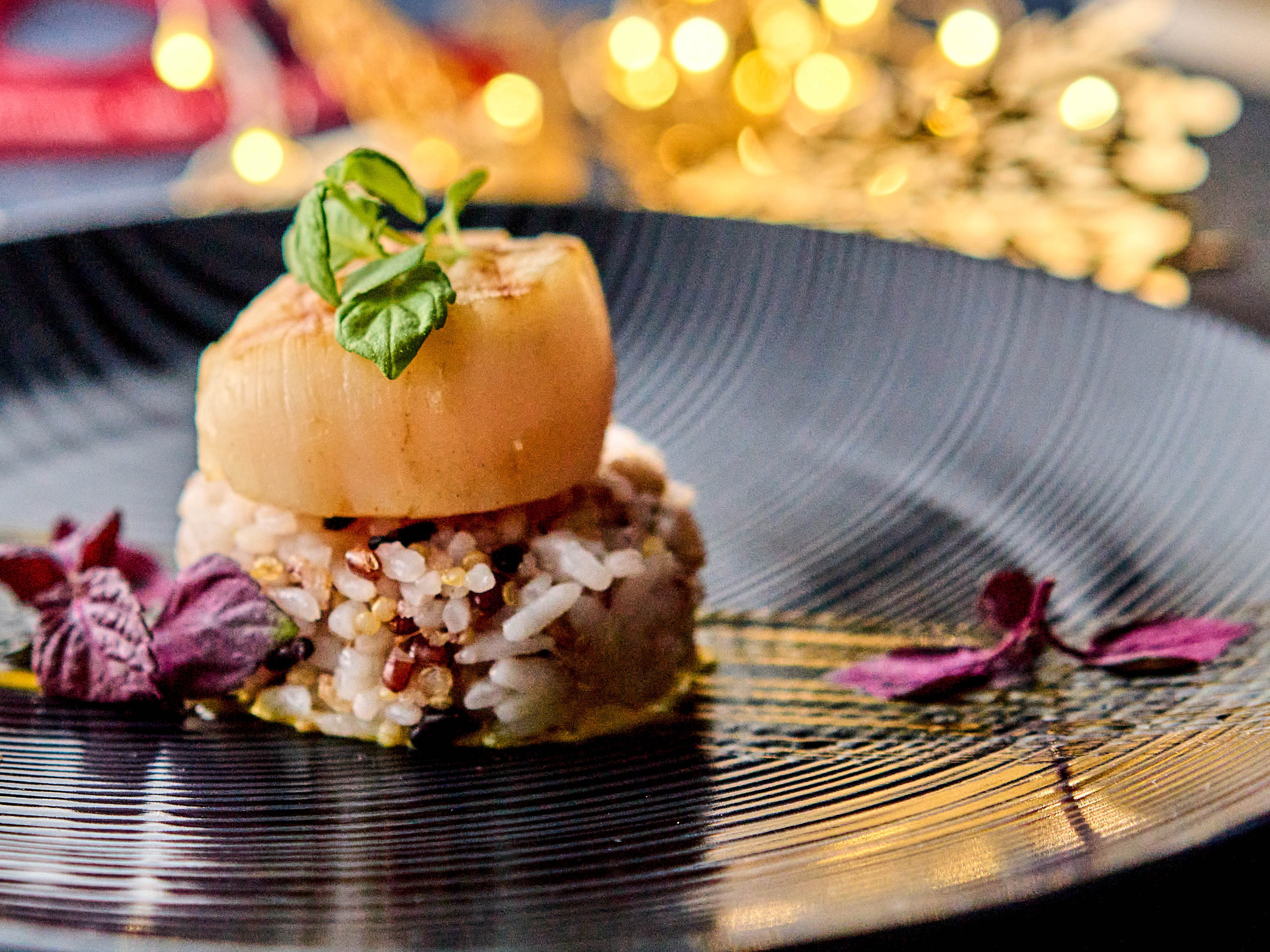 ホタテのグリル　十五穀米とキヌアのリゾットで