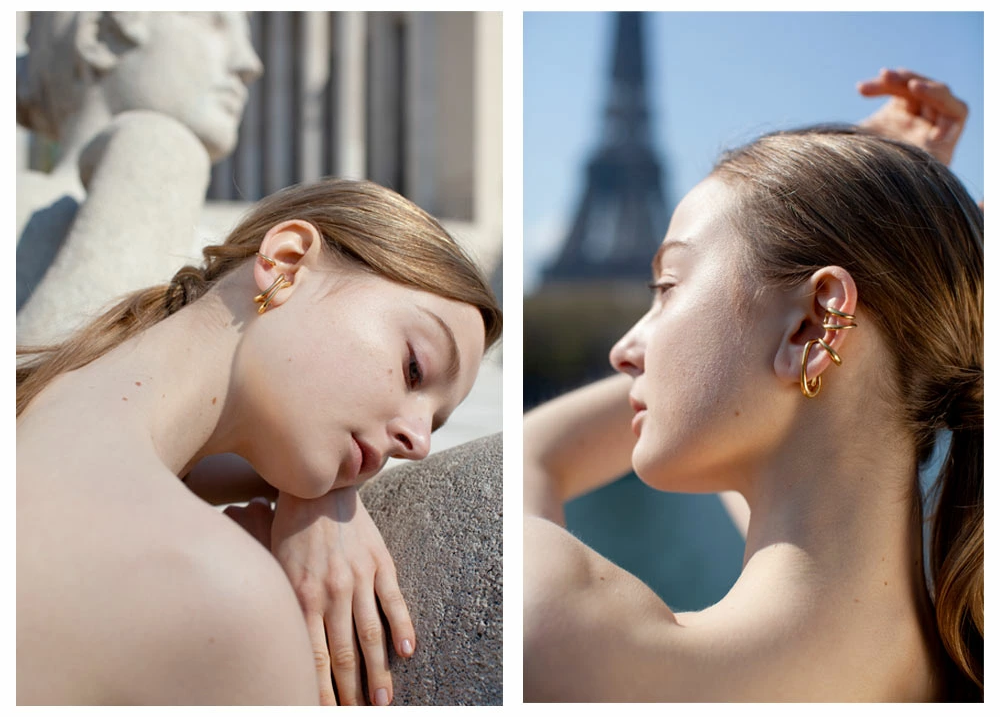 パリでの撮影の様子。重ね着けをしたり、アレンジは自由自在。