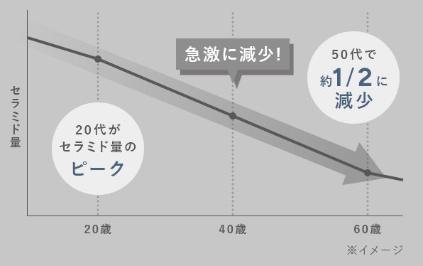 セラミド量の年齢変化グラフ