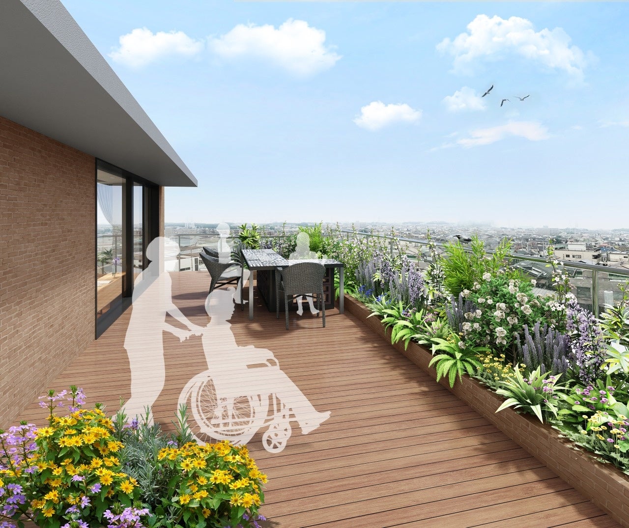 　＜屋上ガーデンテラス＞