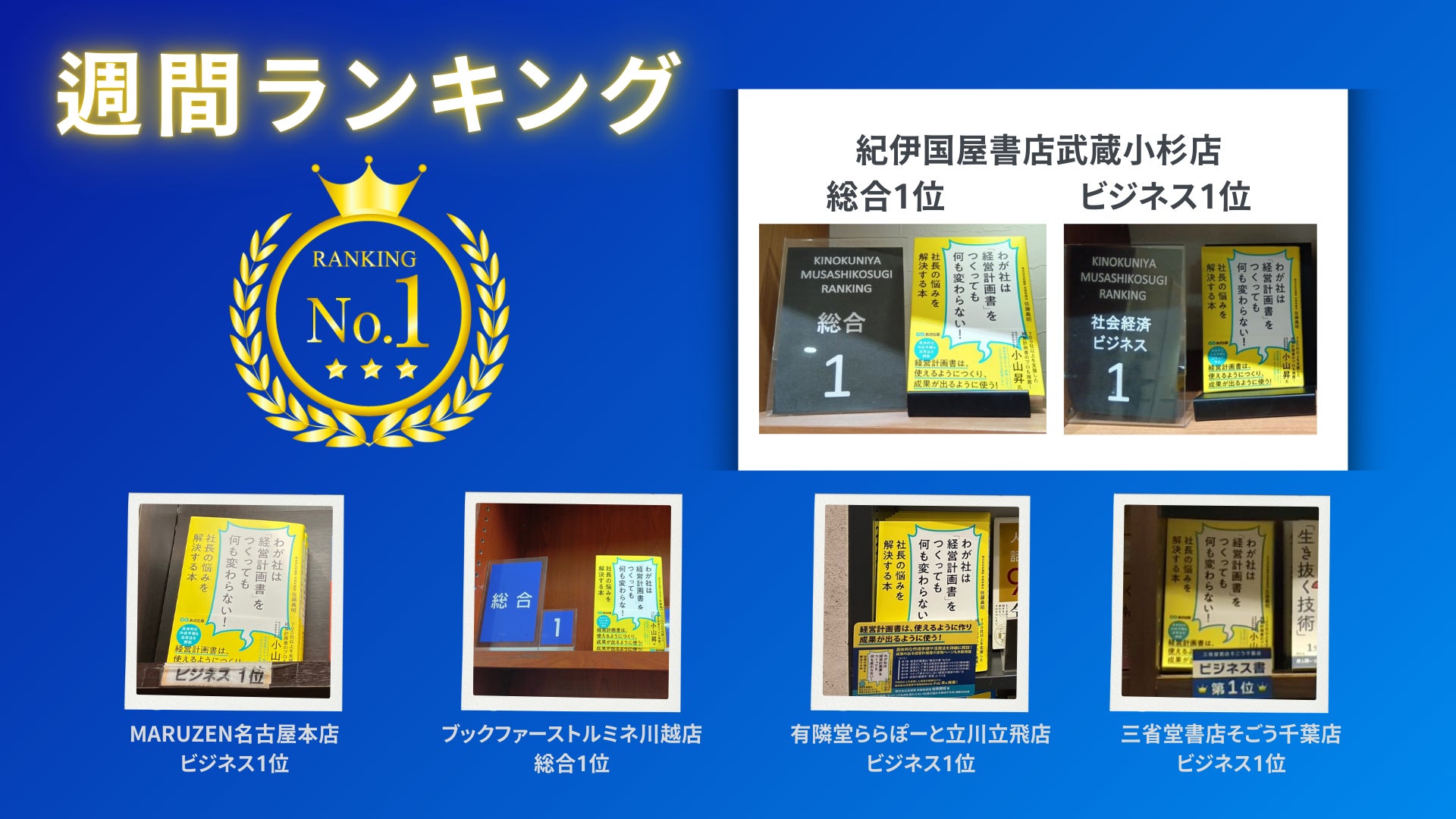 紀伊国屋書店含む5つの書店にてランキング1位を獲得。経営計画書の 紀伊国屋書店含む5つの書店にてランキング1位を獲得。経営計画書の