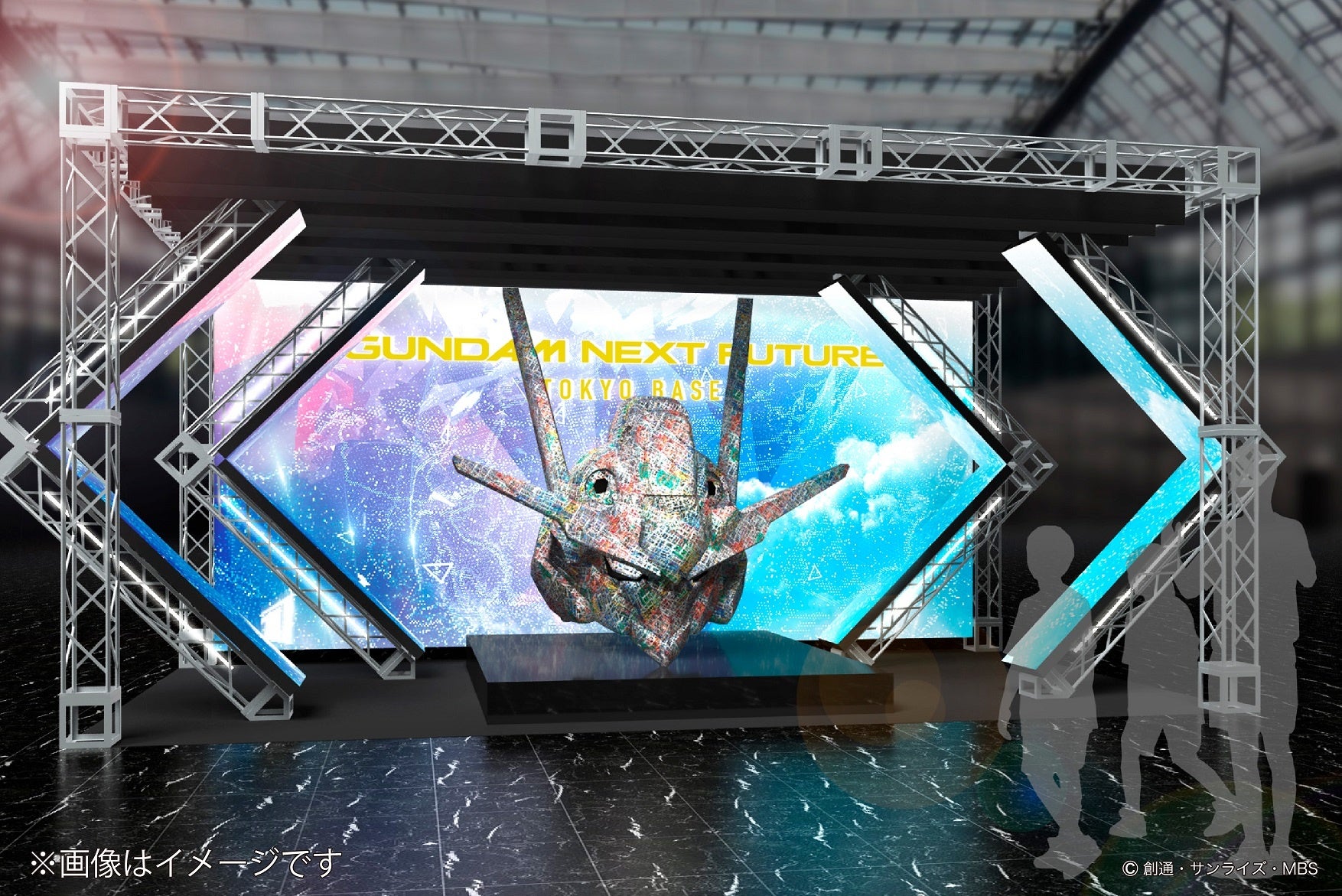 ランナーで制作したガンダム・エアリアルの実物大ヘッド