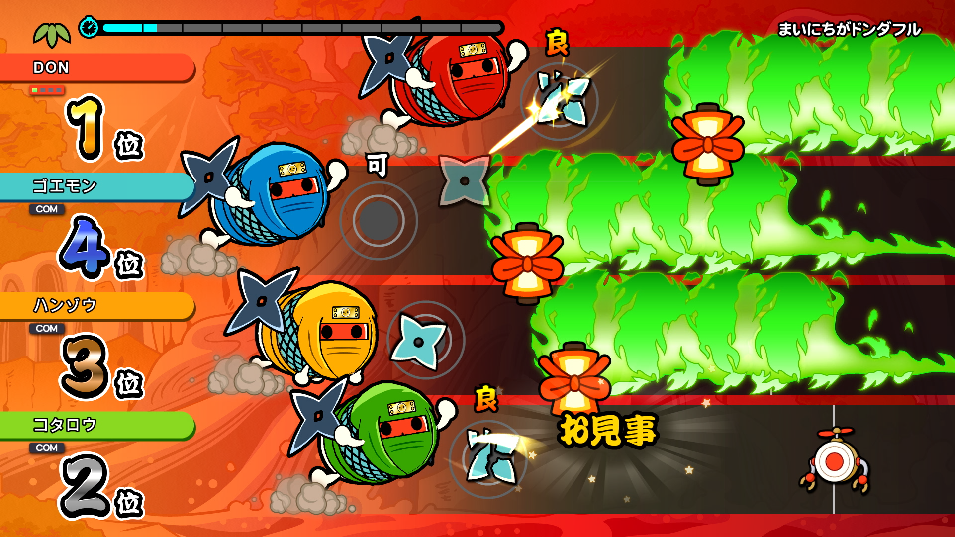 ▲火ドンの術：炎で攻撃が見えづらくなる