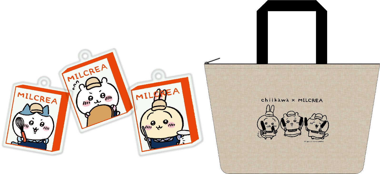 ちいかわ×ミルクレア 懸賞　保冷バッグ＆ミニチャーム付き ハチワレ 表裏違うデザインで楽しめる！ちいかわと「MILCREA（ミルクレア