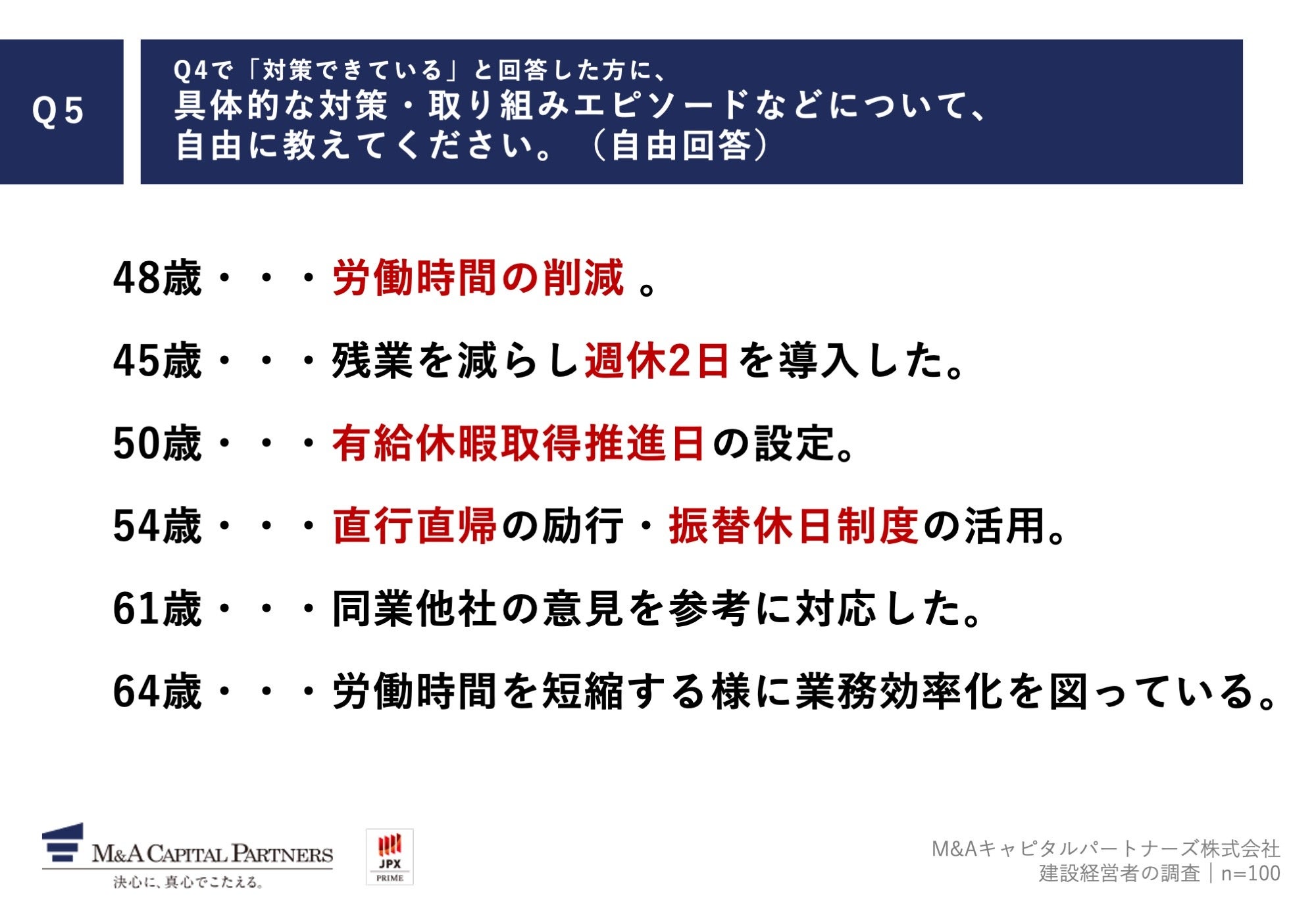 Q5.具体的な対策・取り組みエピソードなどについて、自由に教えてください。（自由回答）