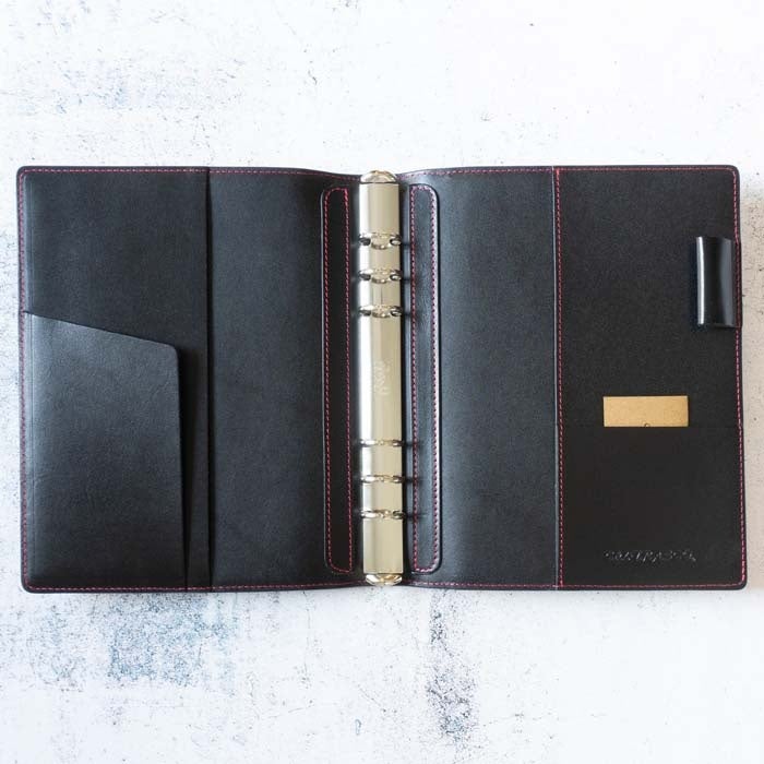 C&L TRASCO システム手帳バインダー 本革製 A5 （Carbon Pattern